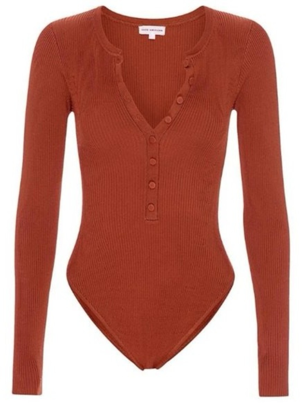 Good American Henley Ribbed Knit Bodysuit - Brick001 - Size: 2